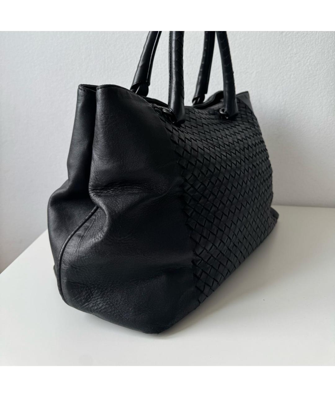 BOTTEGA VENETA Черная кожаная сумка тоут, фото 2