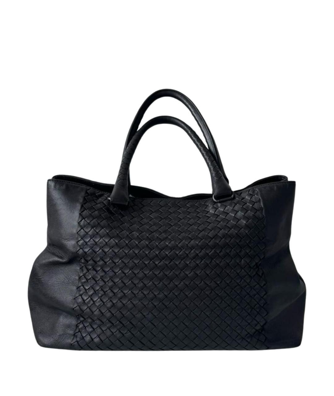 BOTTEGA VENETA Черная кожаная сумка тоут, фото 1