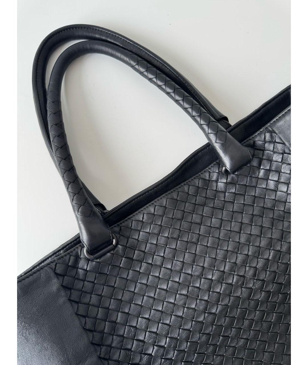 BOTTEGA VENETA Черная кожаная сумка тоут, фото 4