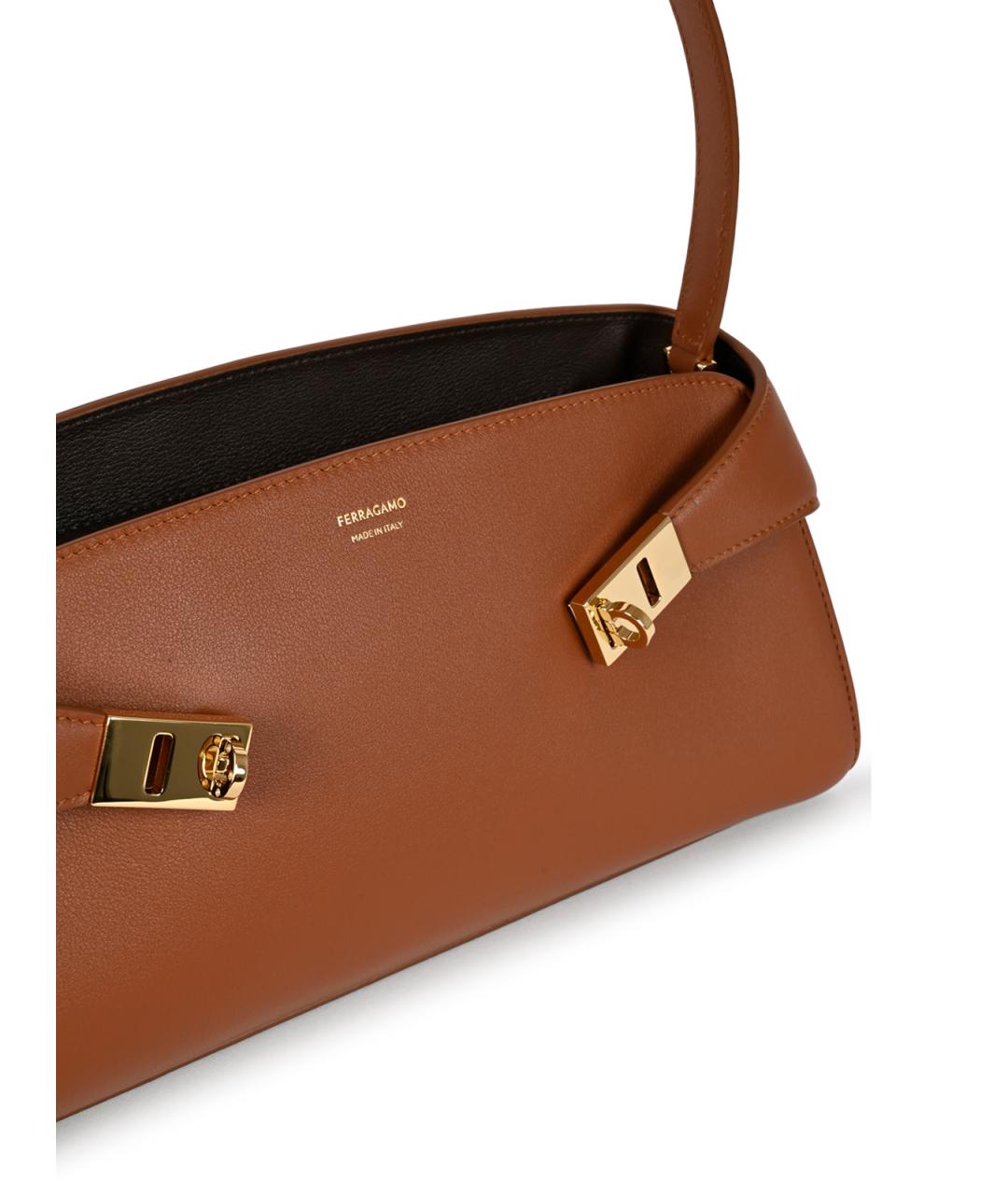 FERRAGAMO Коричневая кожаная сумка через плечо, фото 4