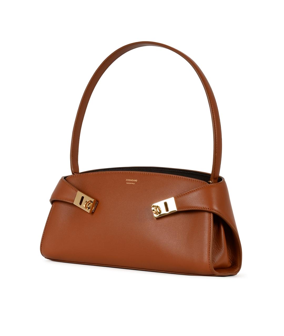 FERRAGAMO Коричневая кожаная сумка через плечо, фото 2