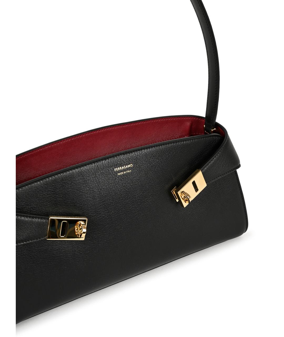 FERRAGAMO Черная кожаная сумка через плечо, фото 4