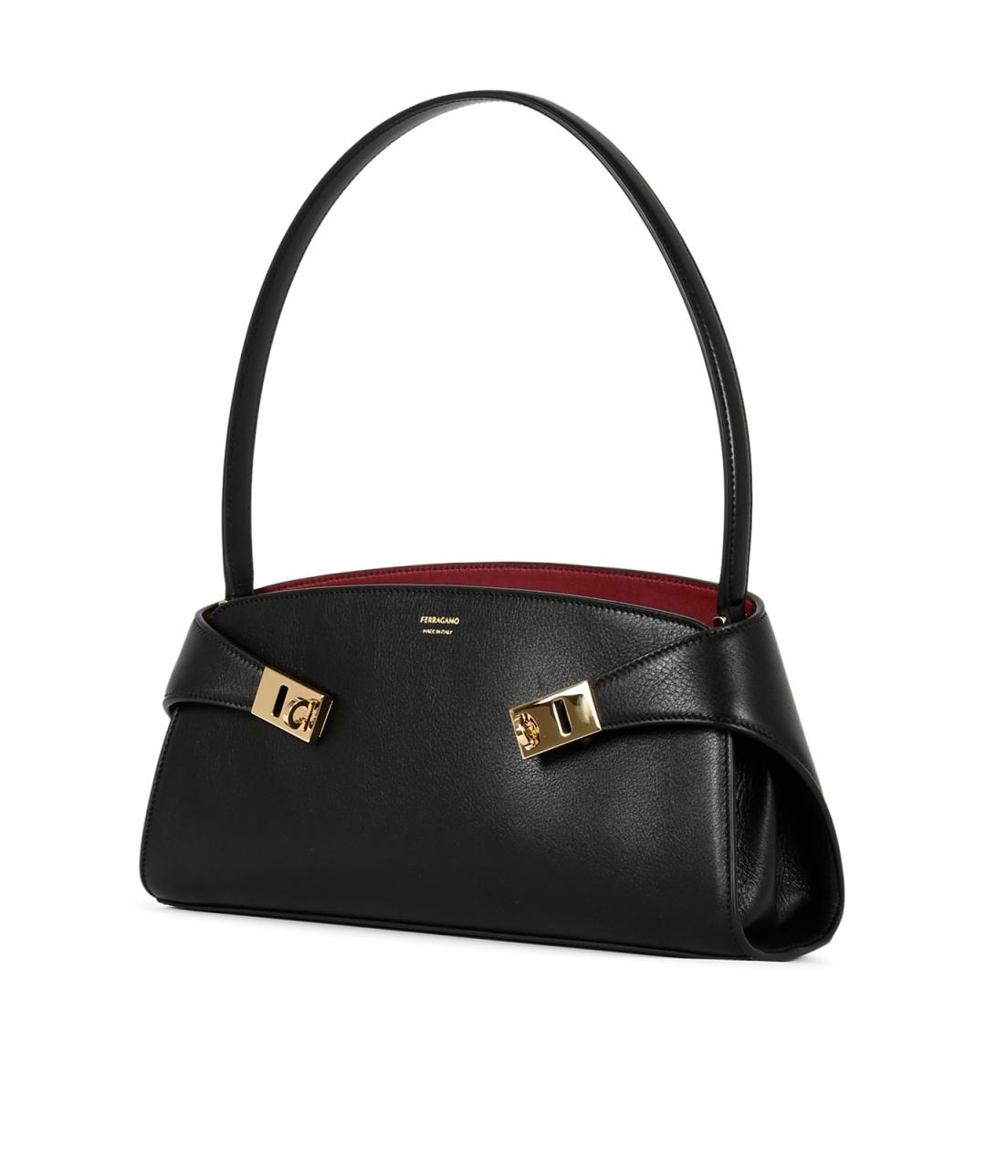 FERRAGAMO Черная кожаная сумка через плечо, фото 2