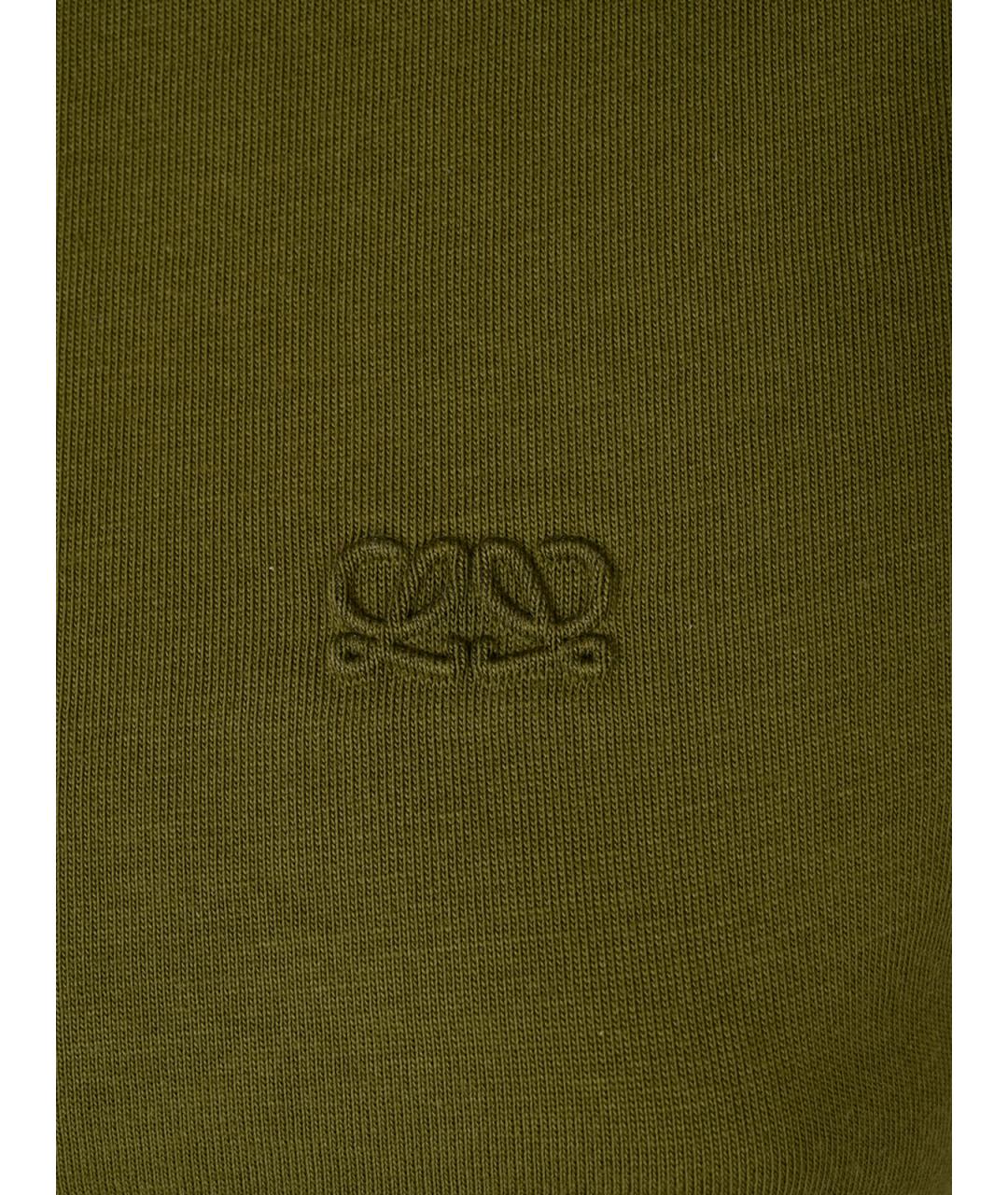 LOEWE Хаки хлопковая футболка, фото 3