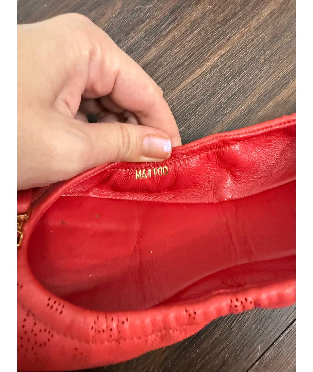 LOUIS VUITTON Красные кожаные балетки, фото 4