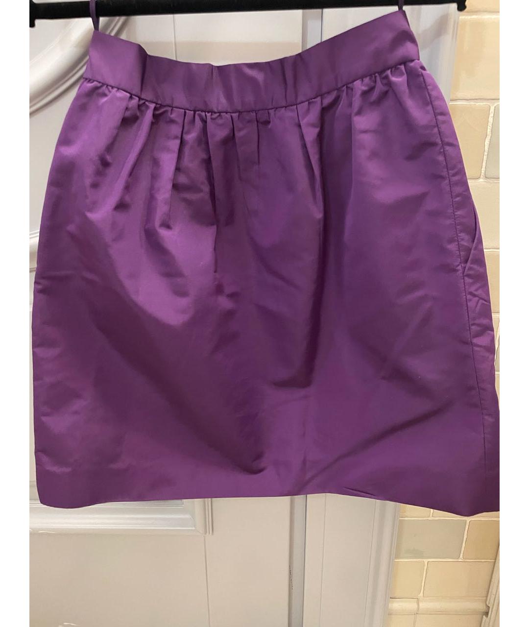 PRADA Фиолетовая шелковая юбка мини, фото 2