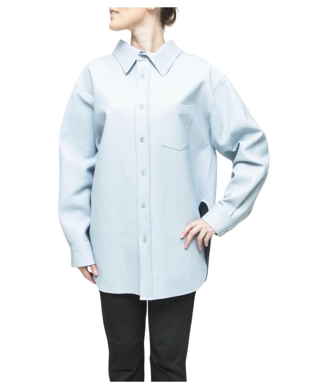 BALENCIAGA Голубая кожаная куртка, фото 1