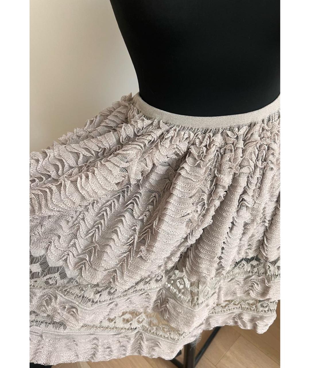 ALAIA Серебряная вискозная юбка миди, фото 3
