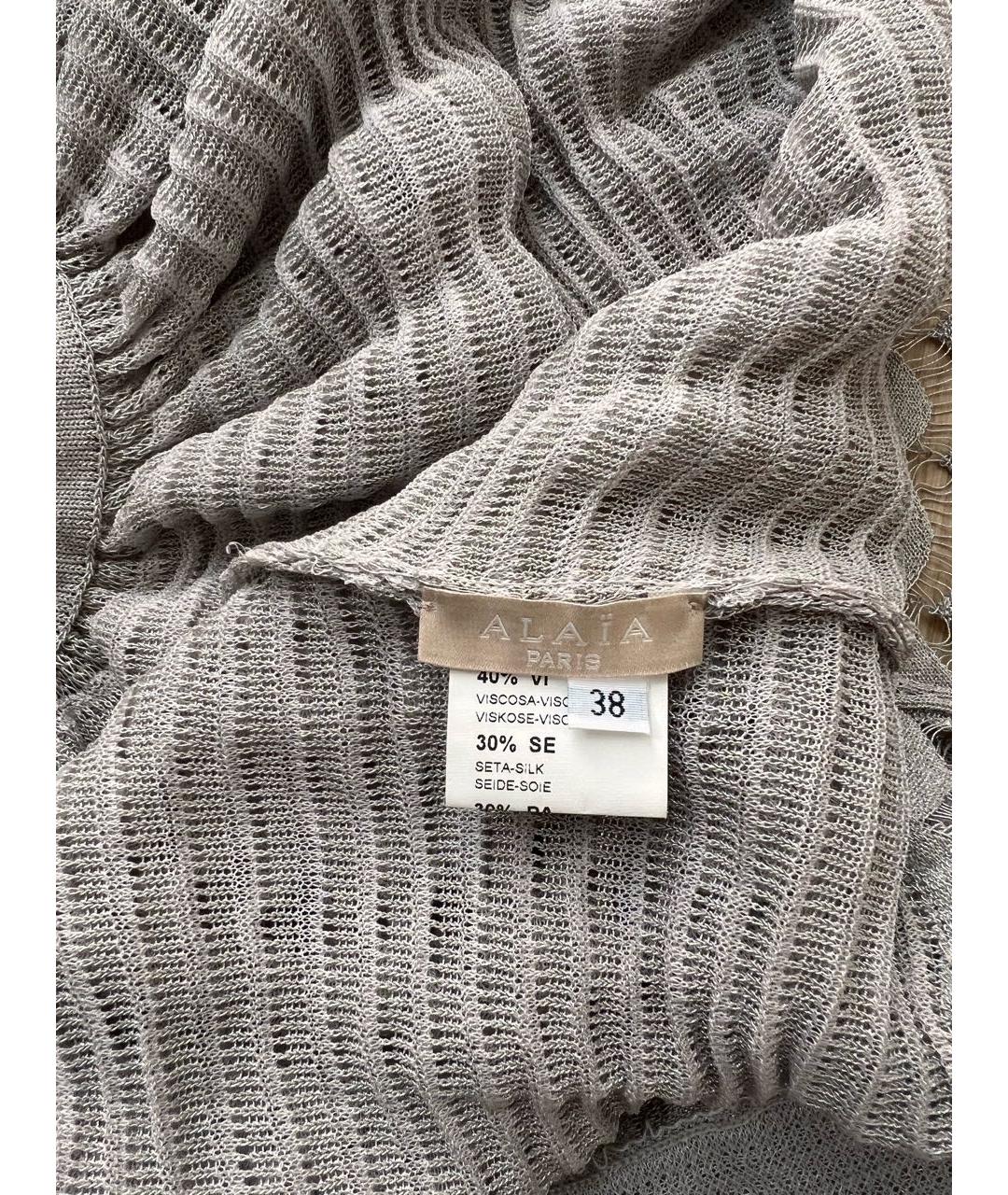 ALAIA Серебряная вискозная юбка миди, фото 6