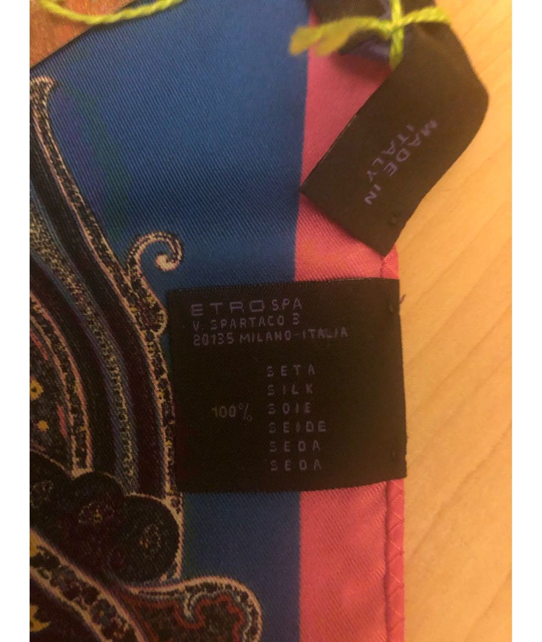 ETRO Темно-синий шелковый шарф, фото 3