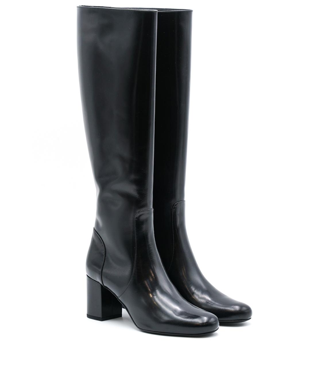 SAINT LAURENT Черные кожаные сапоги, фото 2