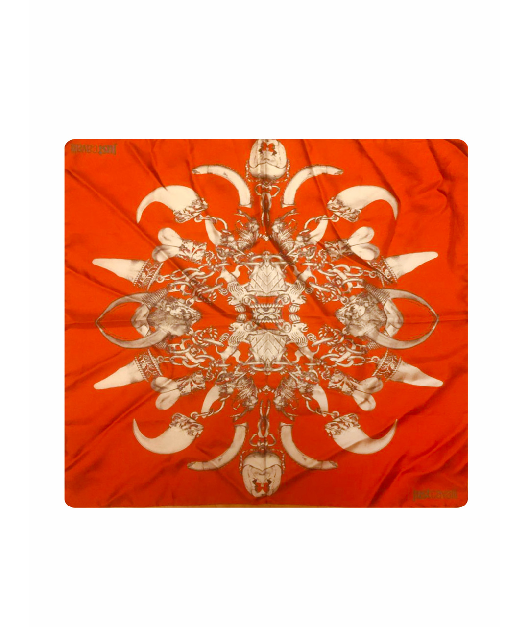 JUST CAVALLI Оранжевый шелковый шарф, фото 1