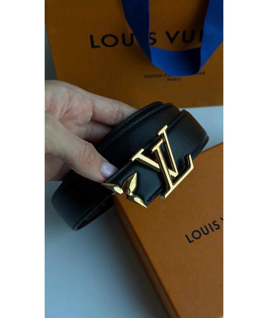 LOUIS VUITTON Черный кожаный ремень, фото 3
