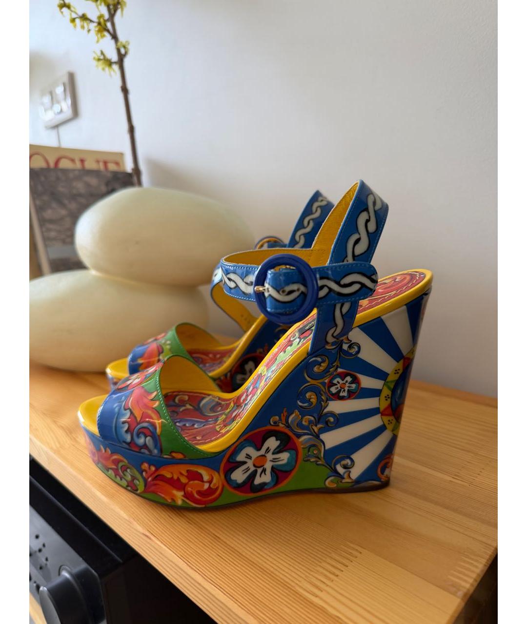 DOLCE&GABBANA Мульти босоножки из лакированной кожи, фото 7