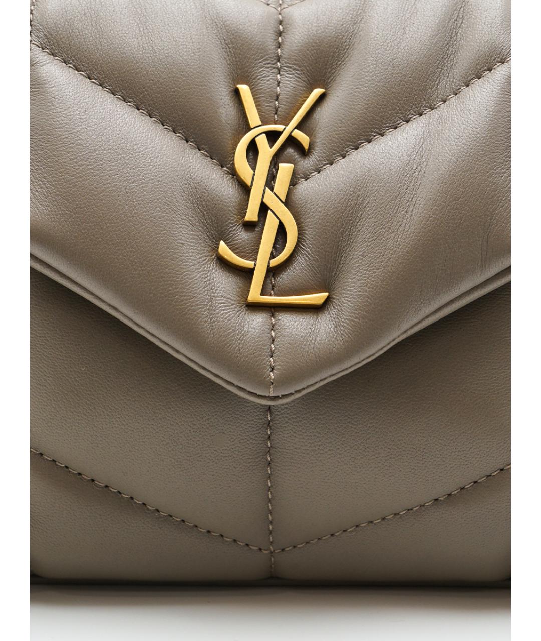 SAINT LAURENT Бежевая кожаная сумка через плечо, фото 4