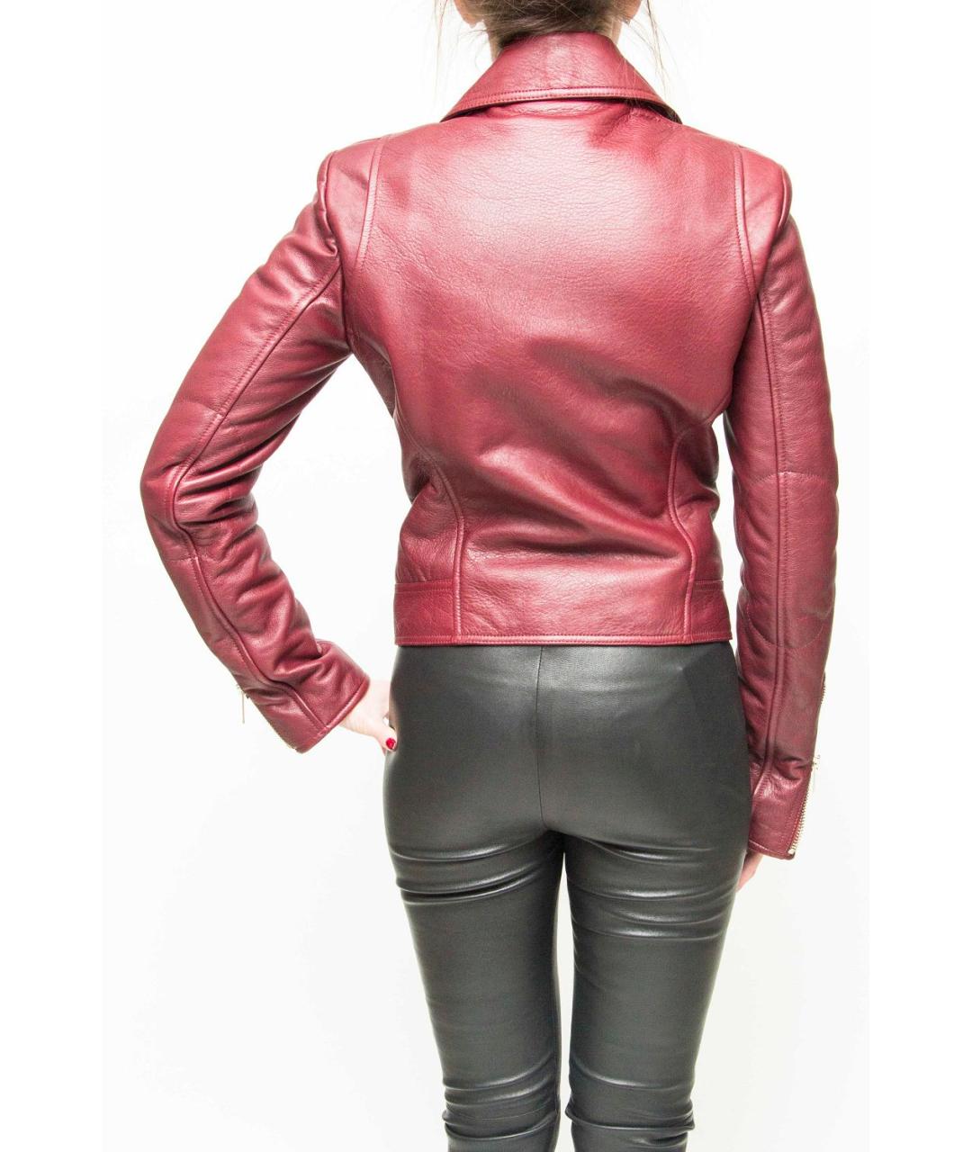 BALENCIAGA Бордовая кожаная куртка, фото 4