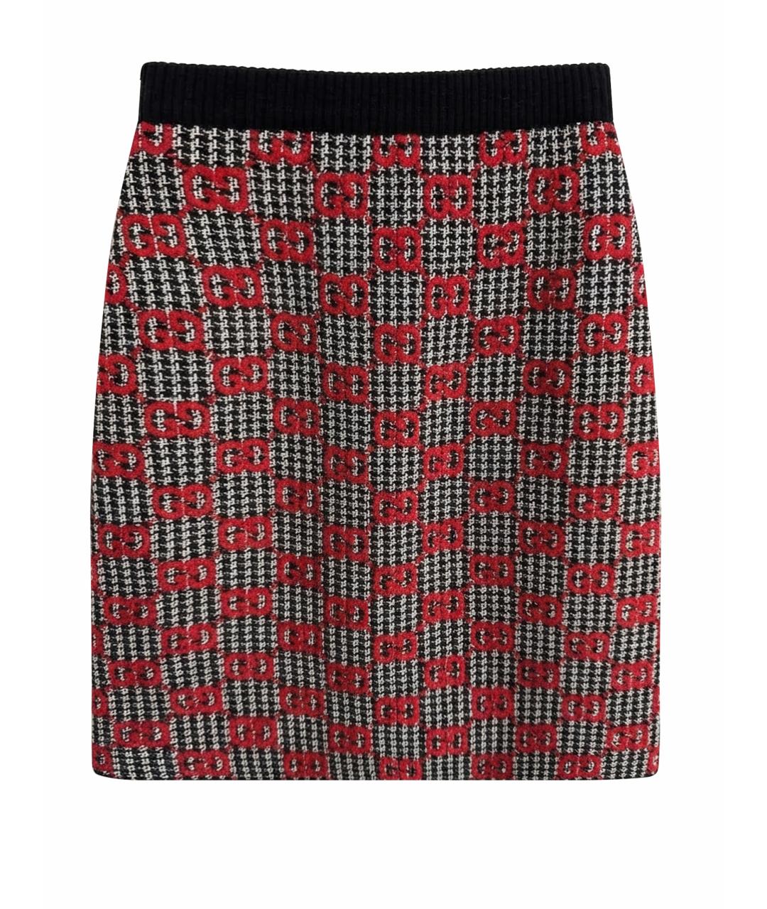 GUCCI Красная шерстяная юбка миди, фото 1