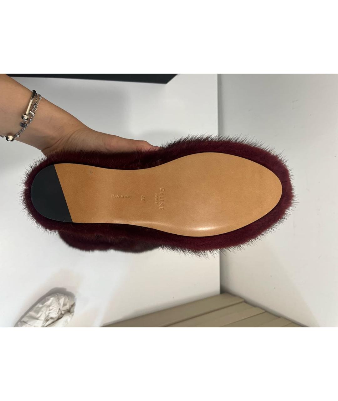 CELINE Бордовые кожаные балетки, фото 7