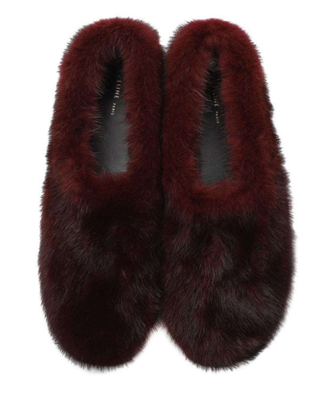 CELINE Бордовые кожаные балетки, фото 4