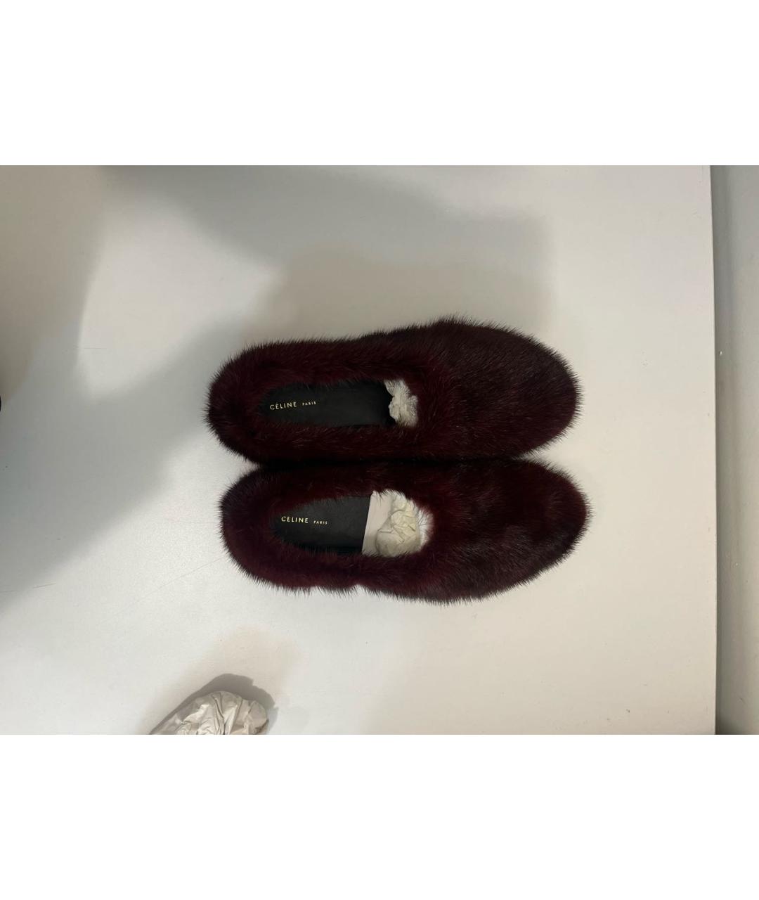 CELINE Бордовые кожаные балетки, фото 6