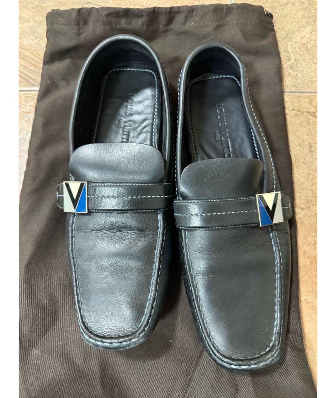 LOUIS VUITTON Черные кожаные мокасины, фото 2