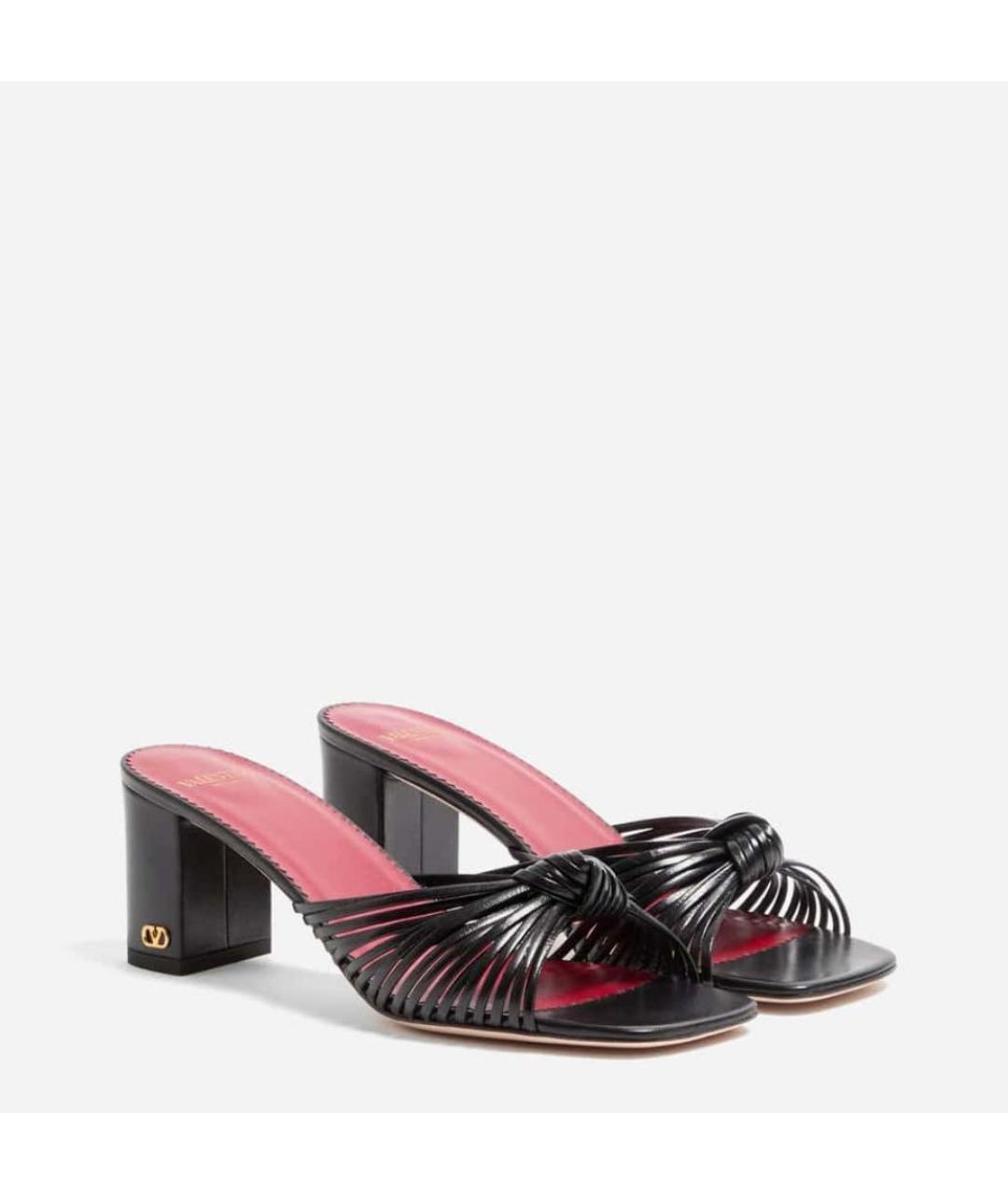 VALENTINO Черные кожаные мюли, фото 2