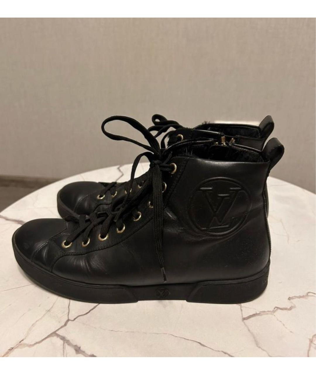 LOUIS VUITTON Черные кожаные кеды, фото 4