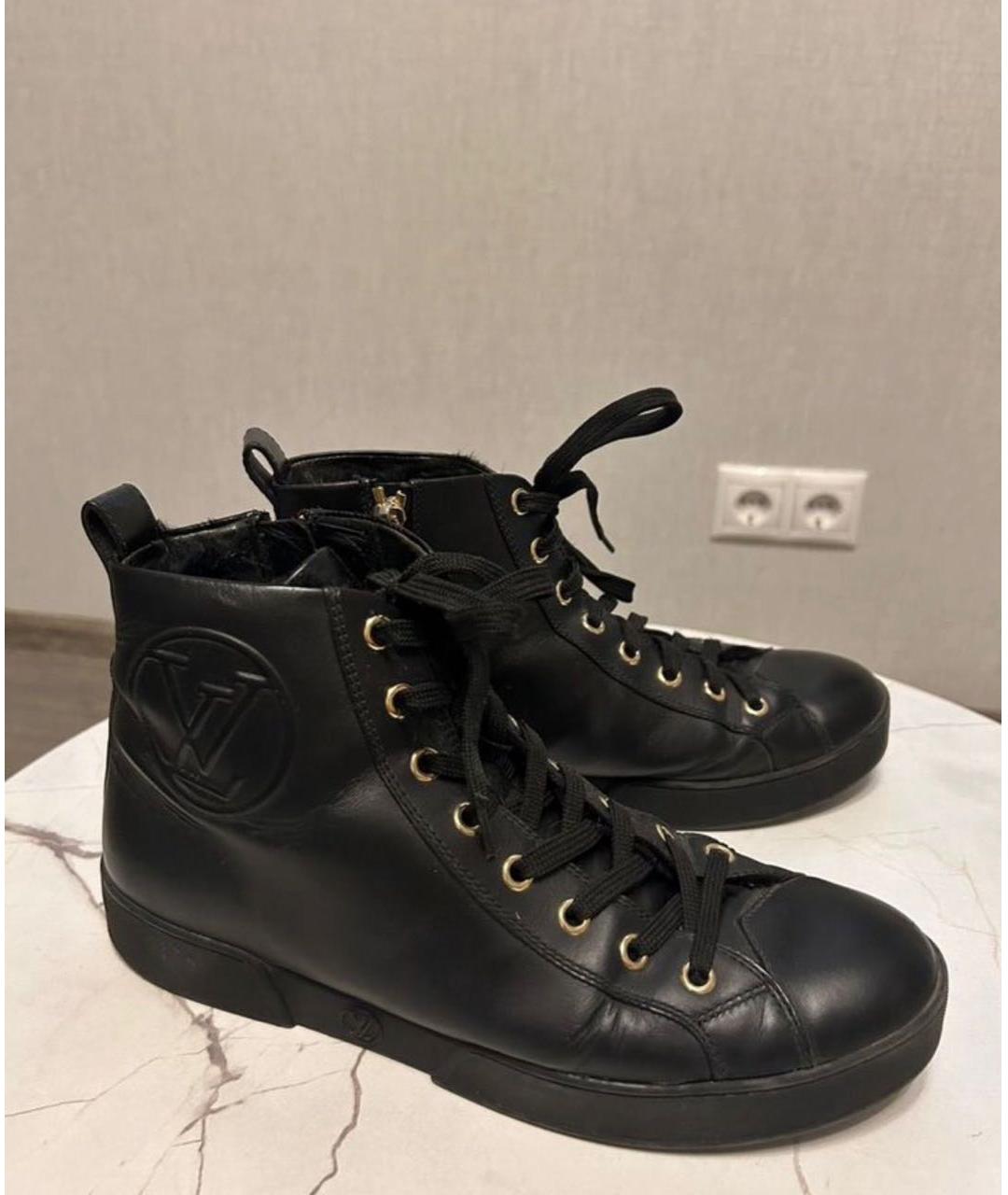 LOUIS VUITTON Черные кожаные кеды, фото 8