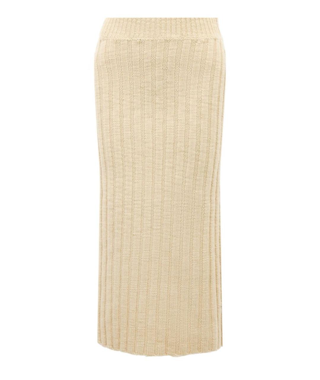 JIL SANDER Бежевая шерстяная юбка макси, фото 1
