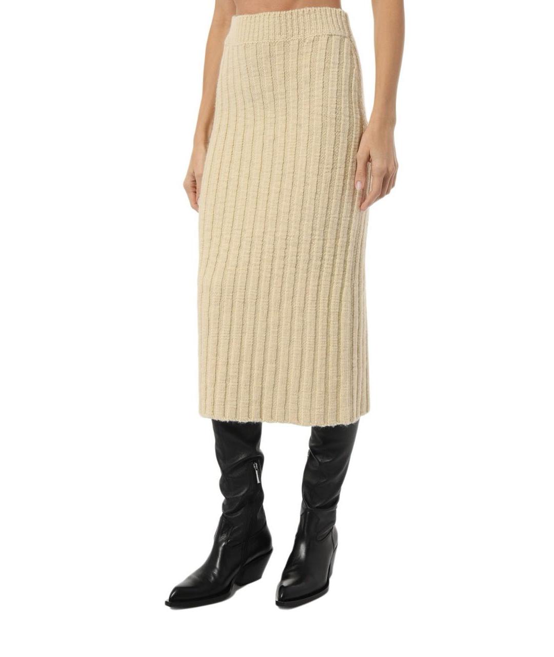 JIL SANDER Бежевая шерстяная юбка макси, фото 2