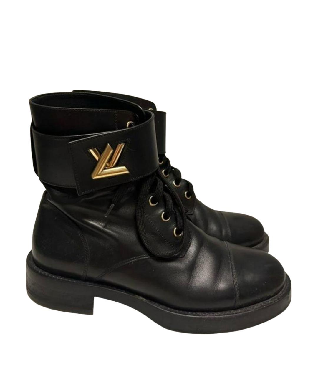 LOUIS VUITTON Черные кожаные ботинки, фото 1