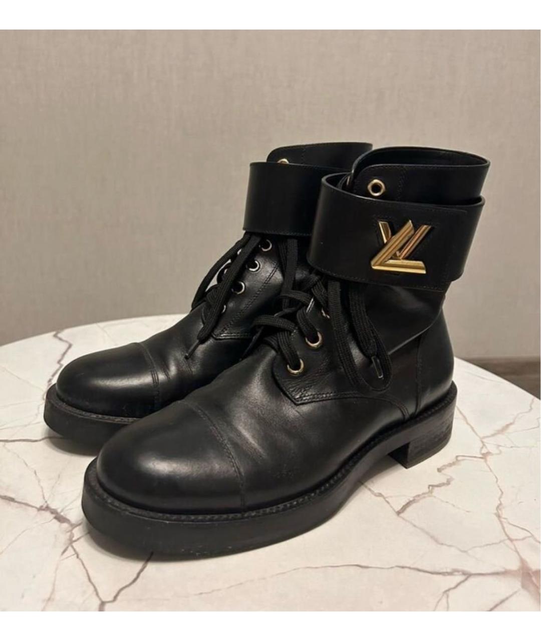 LOUIS VUITTON Черные кожаные ботинки, фото 2
