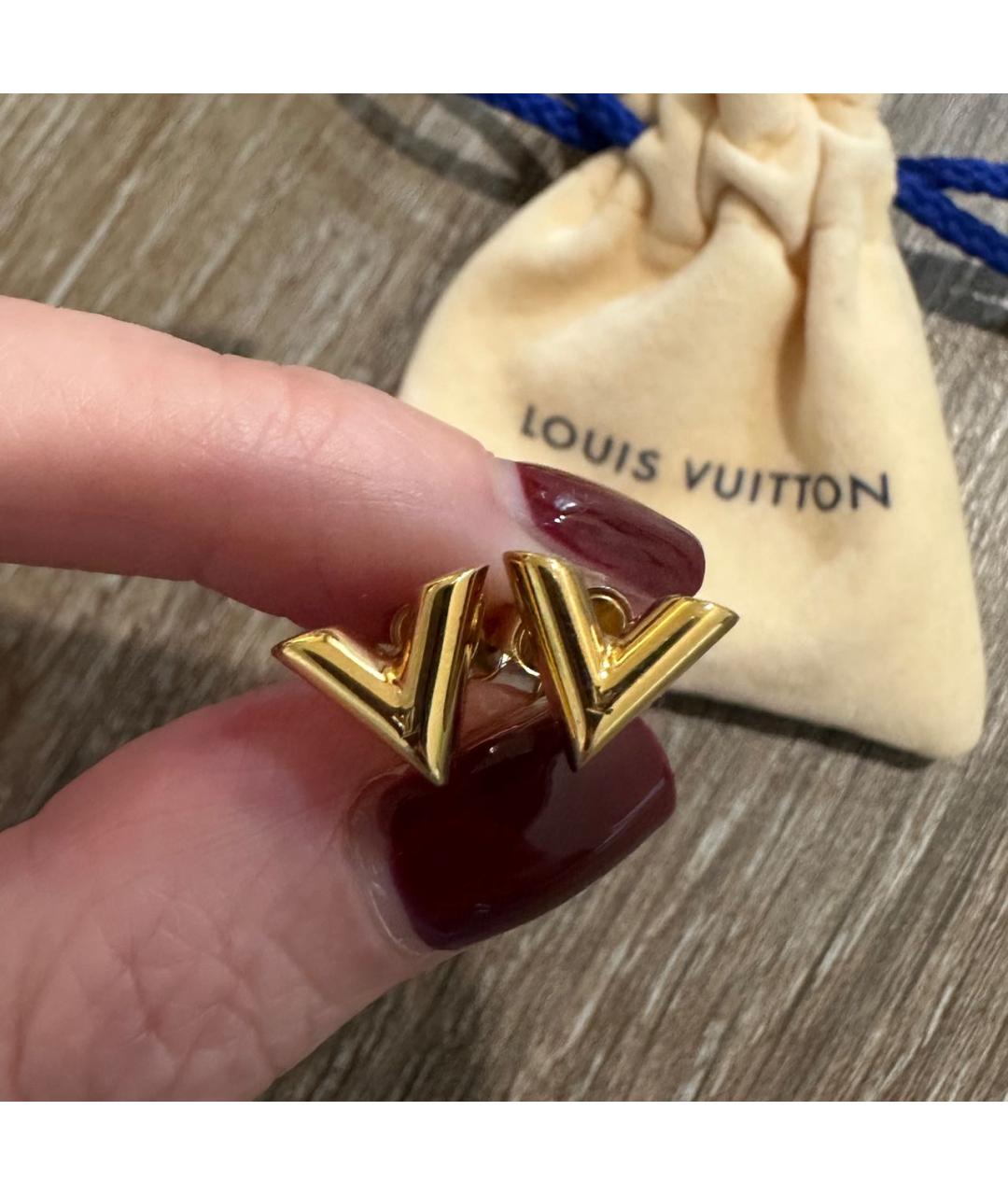LOUIS VUITTON Золотые латунные серьги, фото 7