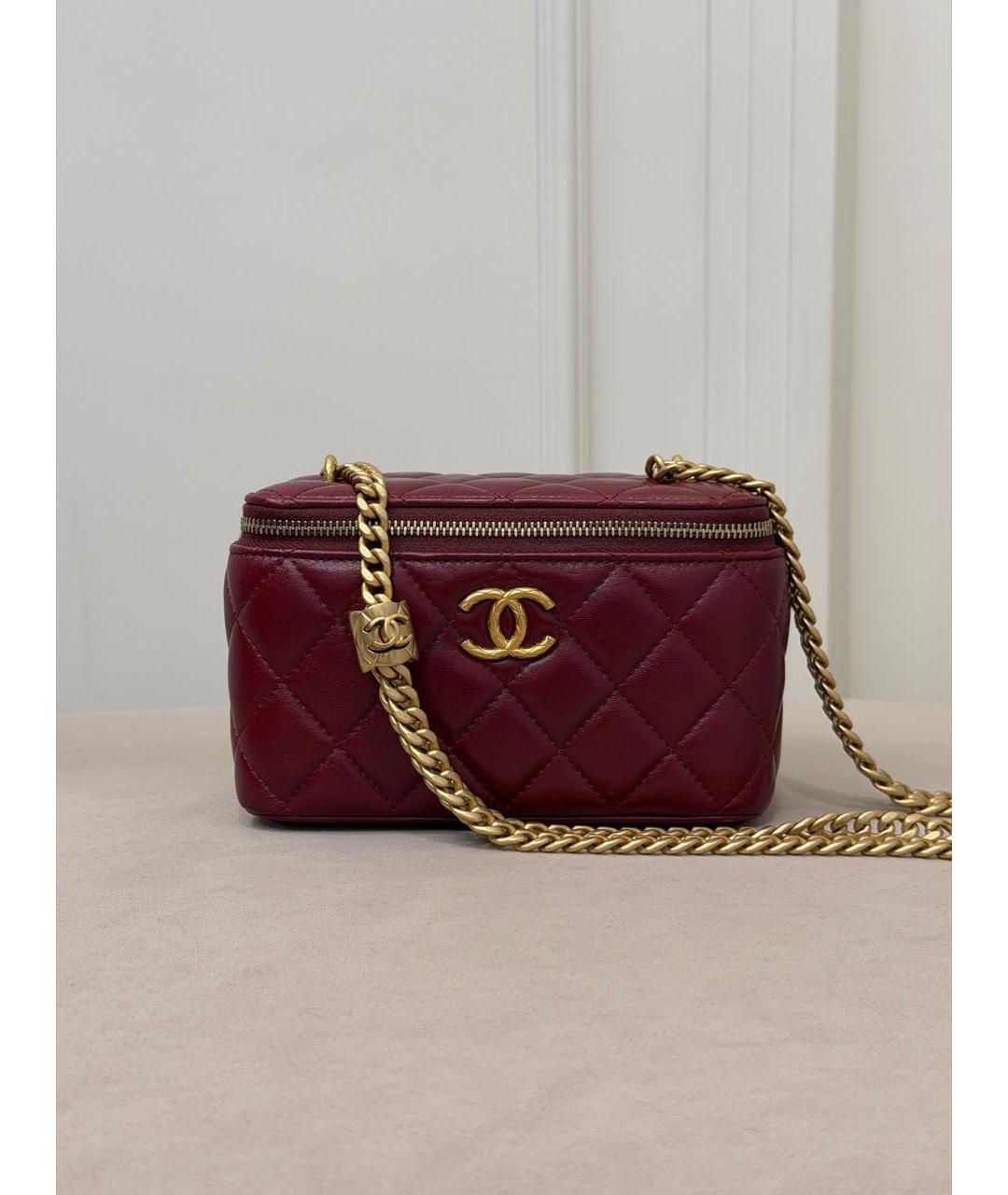 CHANEL Бордовая кожаная сумка через плечо, фото 9