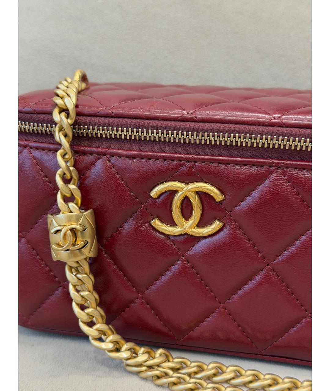 CHANEL Бордовая кожаная сумка через плечо, фото 2