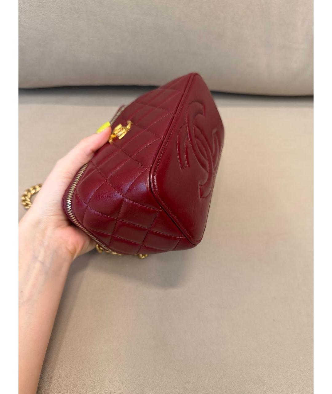CHANEL Бордовая кожаная сумка через плечо, фото 4