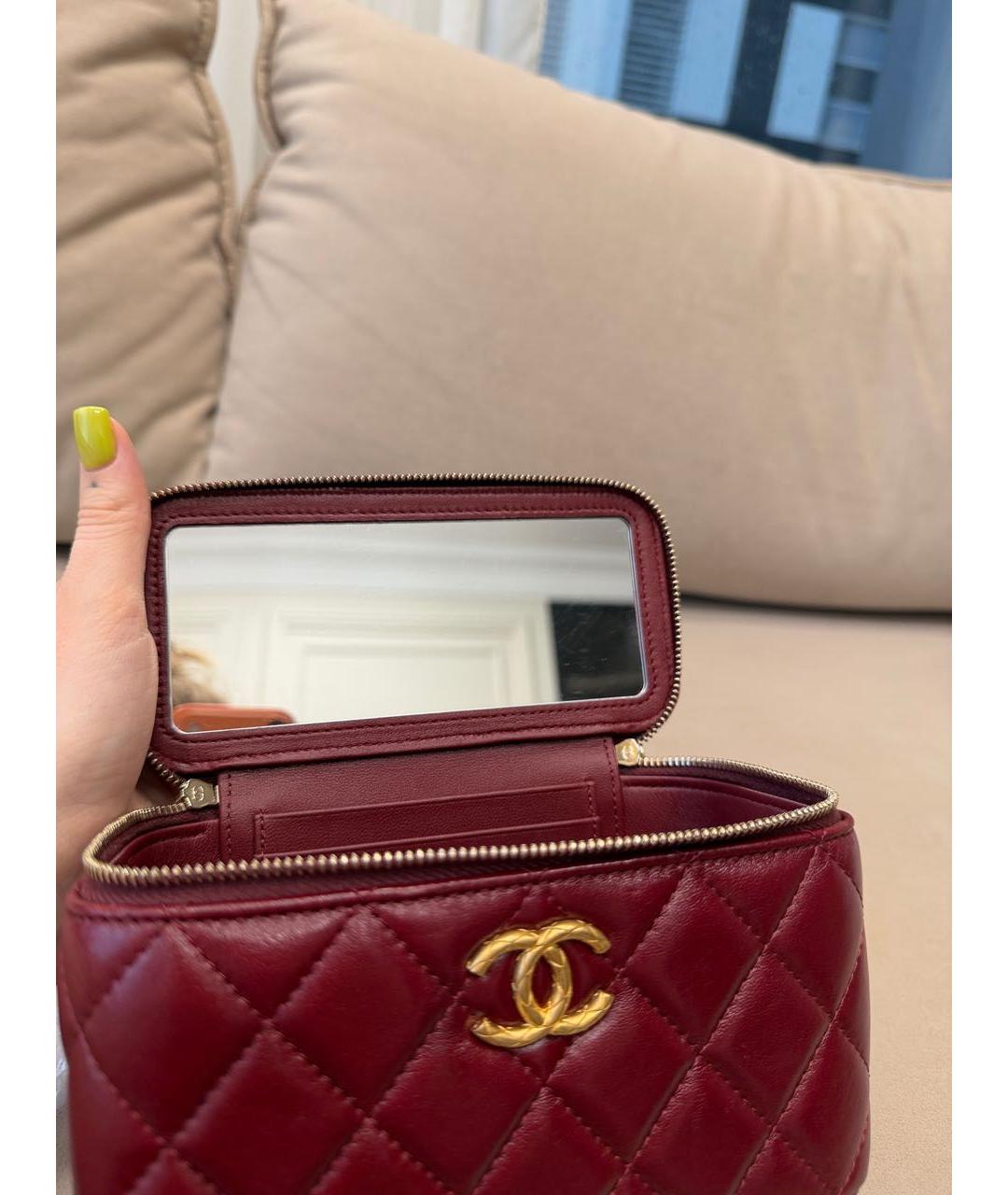 CHANEL Бордовая кожаная сумка через плечо, фото 5