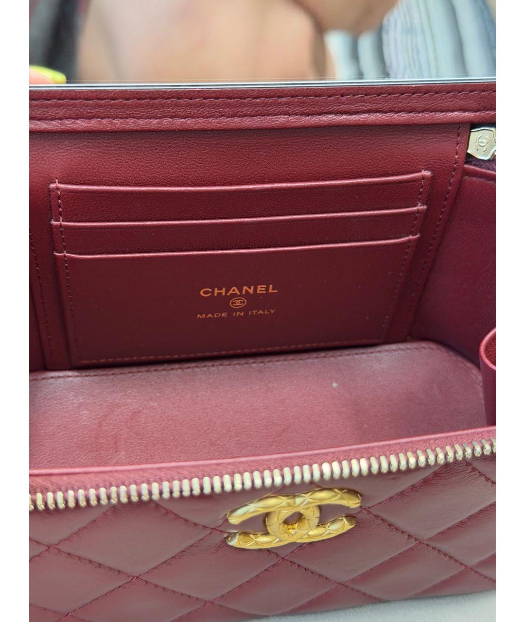 CHANEL Бордовая кожаная сумка через плечо, фото 6
