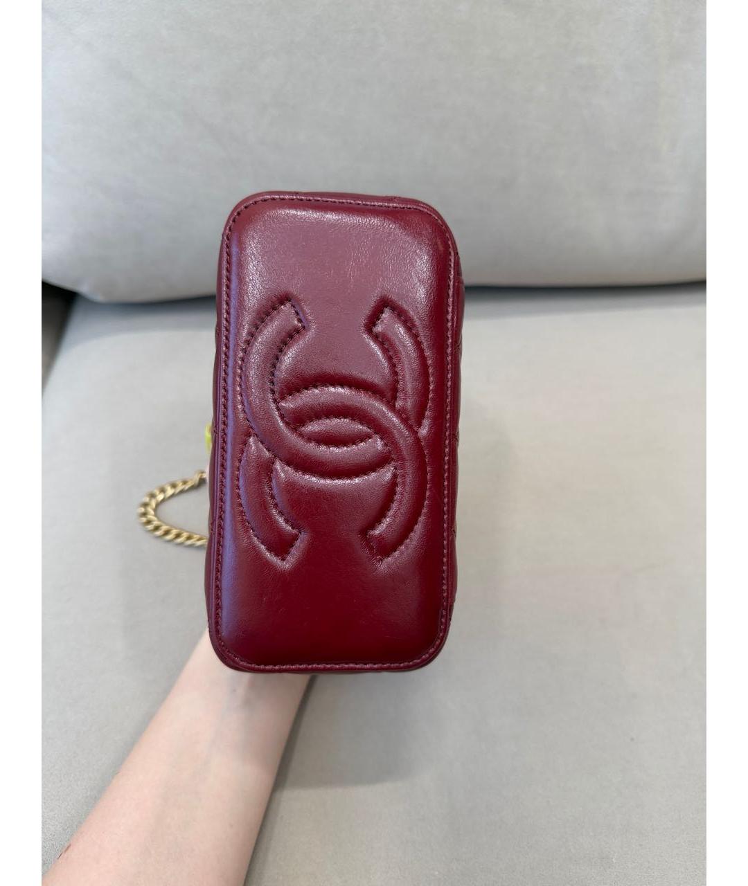 CHANEL Бордовая кожаная сумка через плечо, фото 3