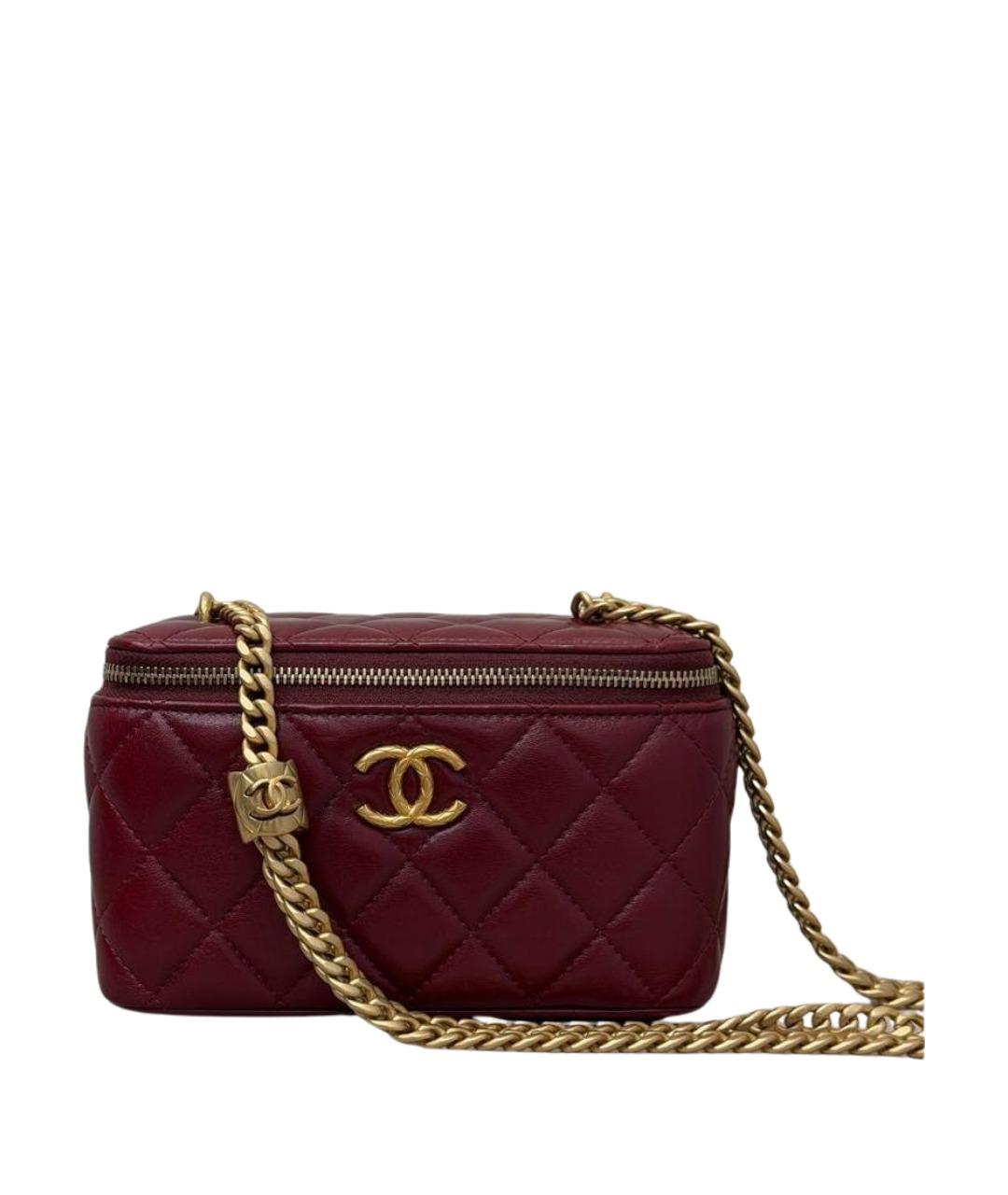 CHANEL Бордовая кожаная сумка через плечо, фото 1