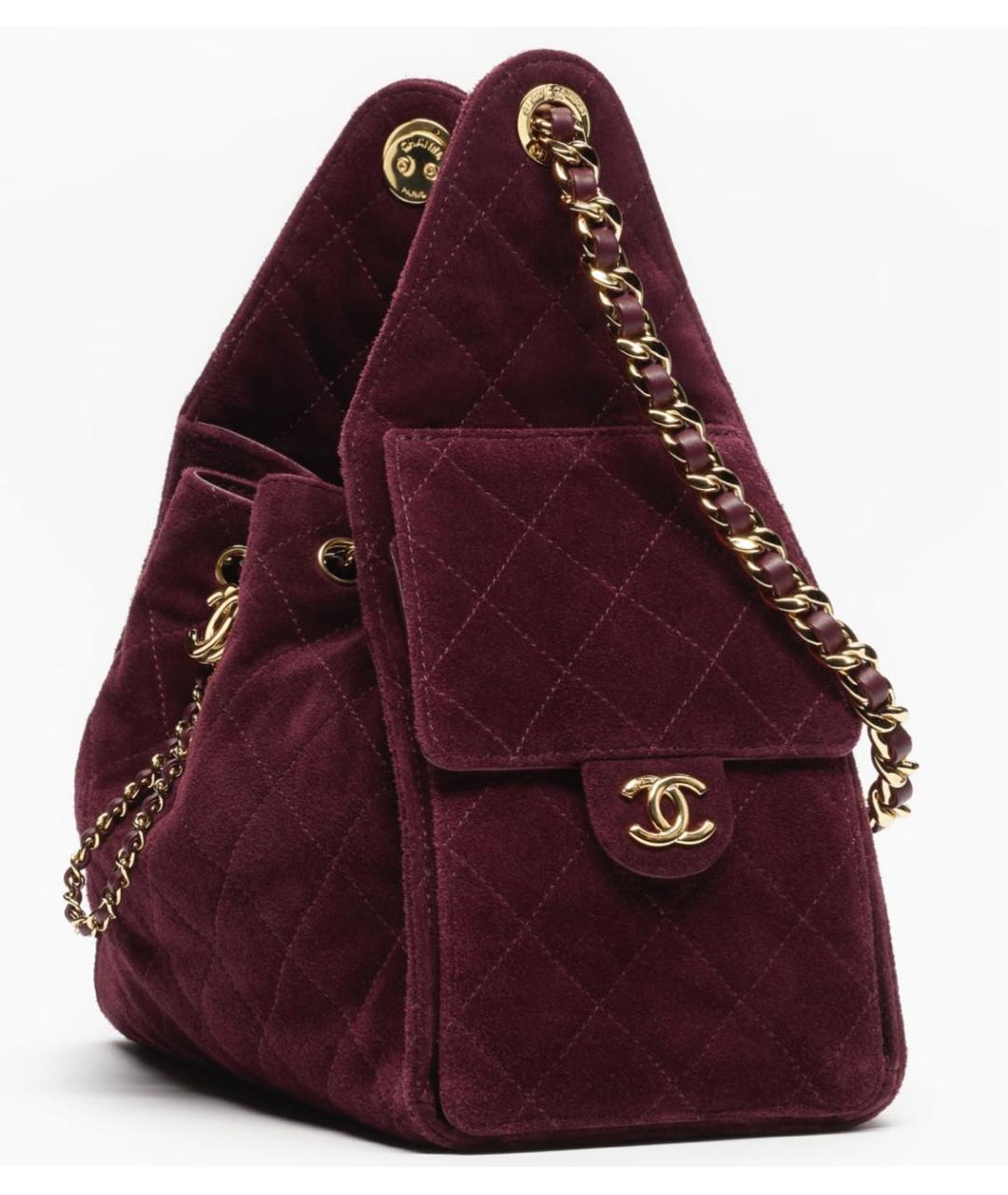 CHANEL Бордовая замшевая сумка через плечо, фото 4