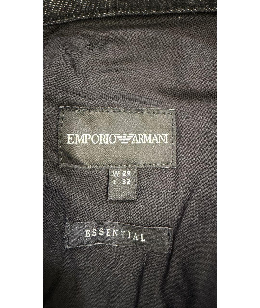 EMPORIO ARMANI Антрацитовые хлопко-эластановые прямые джинсы, фото 7