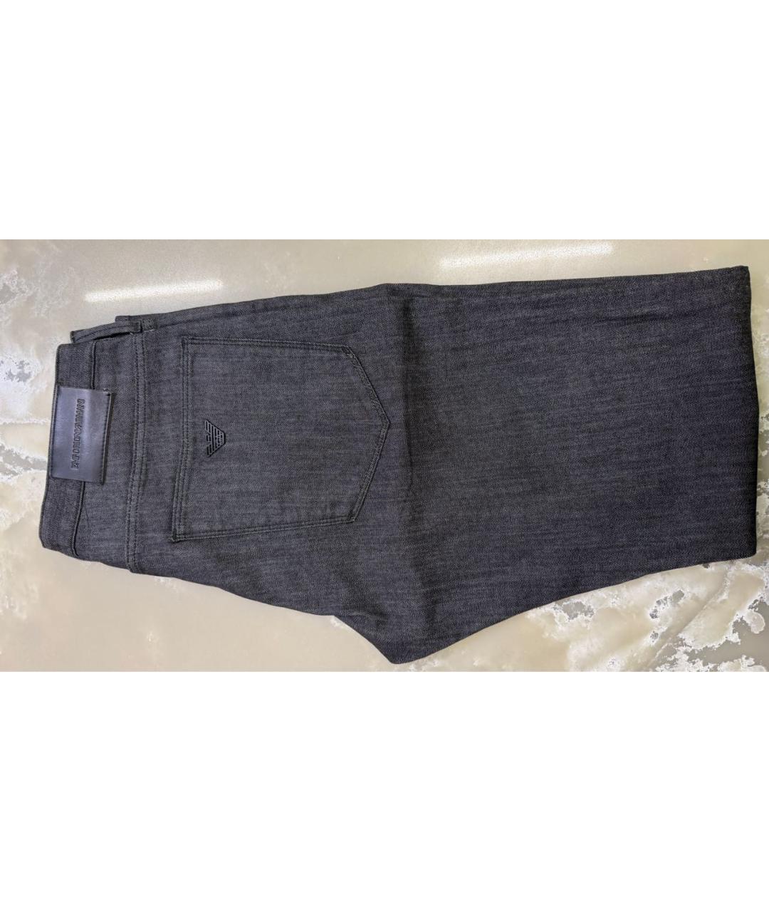 EMPORIO ARMANI Антрацитовые хлопко-эластановые прямые джинсы, фото 4