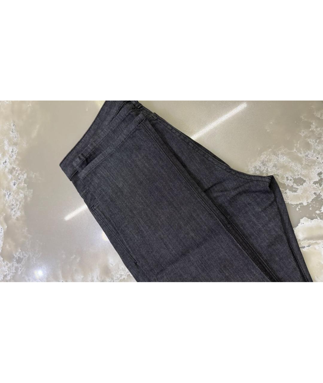 EMPORIO ARMANI Антрацитовые хлопко-эластановые прямые джинсы, фото 6
