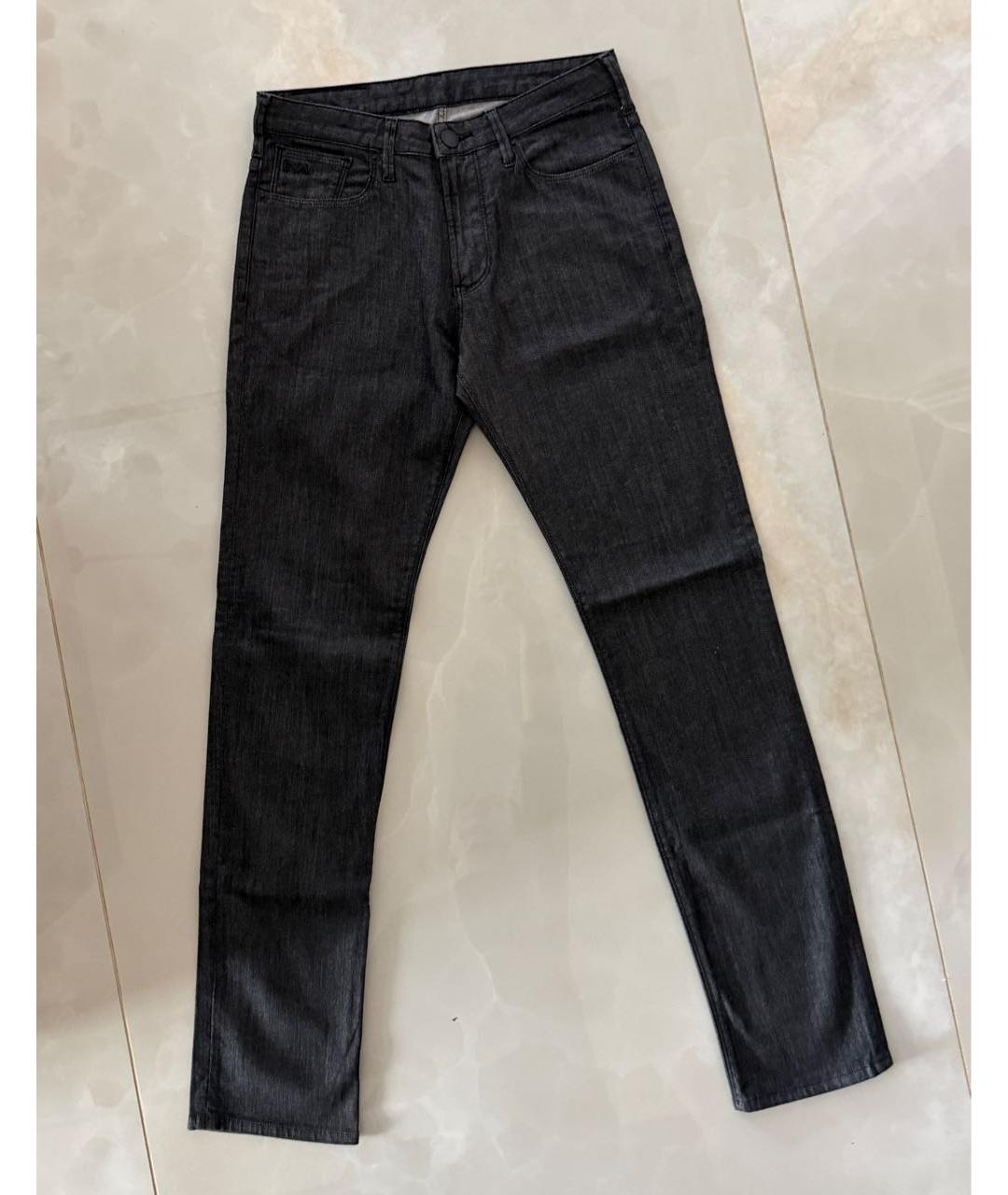 EMPORIO ARMANI Антрацитовые хлопко-эластановые прямые джинсы, фото 9