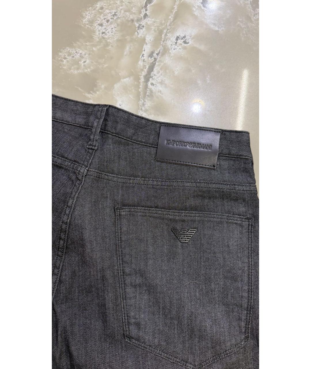 EMPORIO ARMANI Антрацитовые хлопко-эластановые прямые джинсы, фото 3