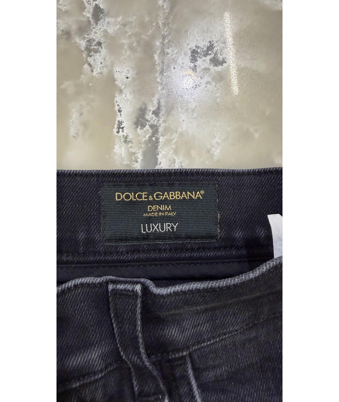 DOLCE&GABBANA Антрацитовые хлопко-эластановые прямые джинсы, фото 7