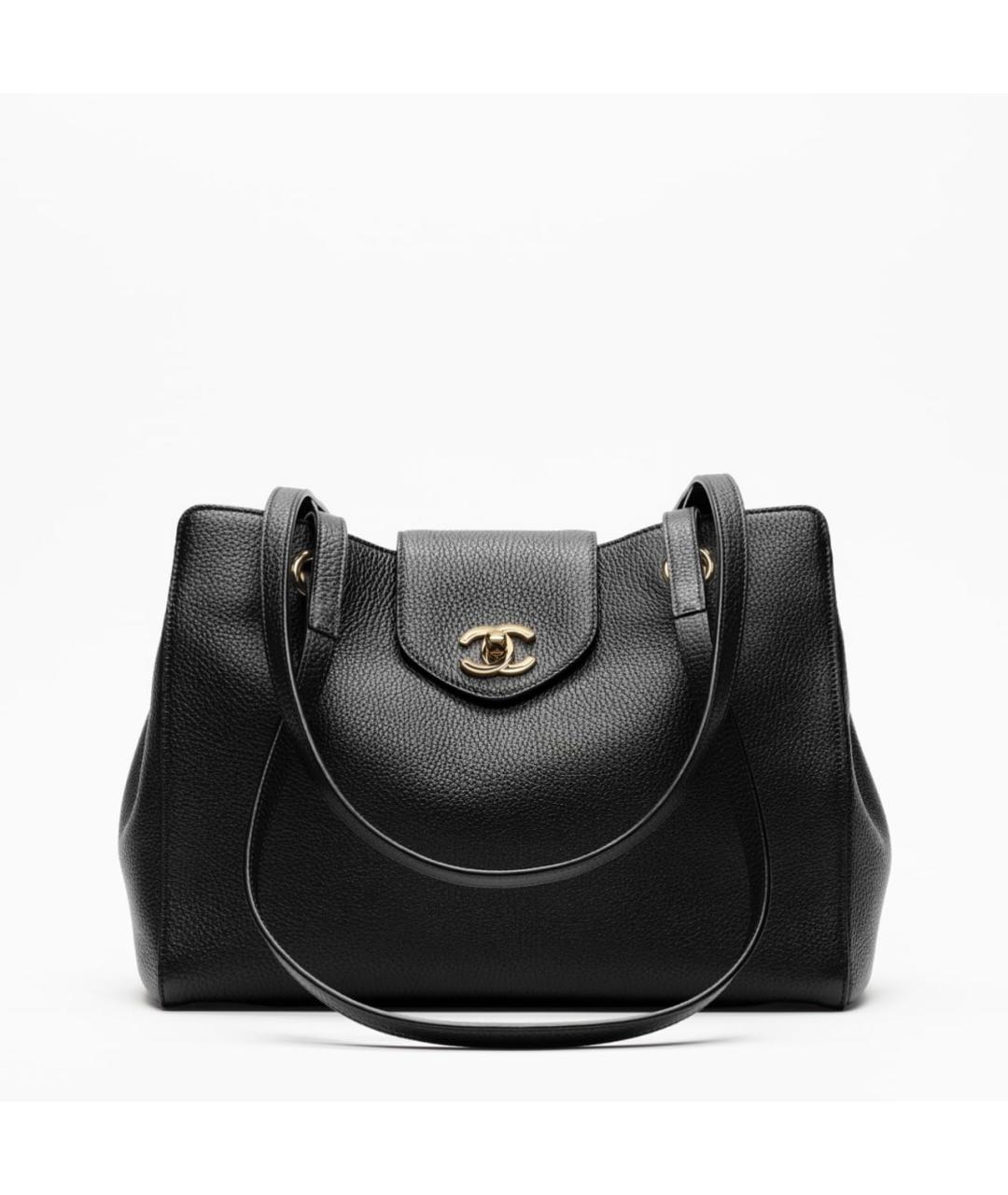 CHANEL Черная кожаная сумка тоут, фото 5