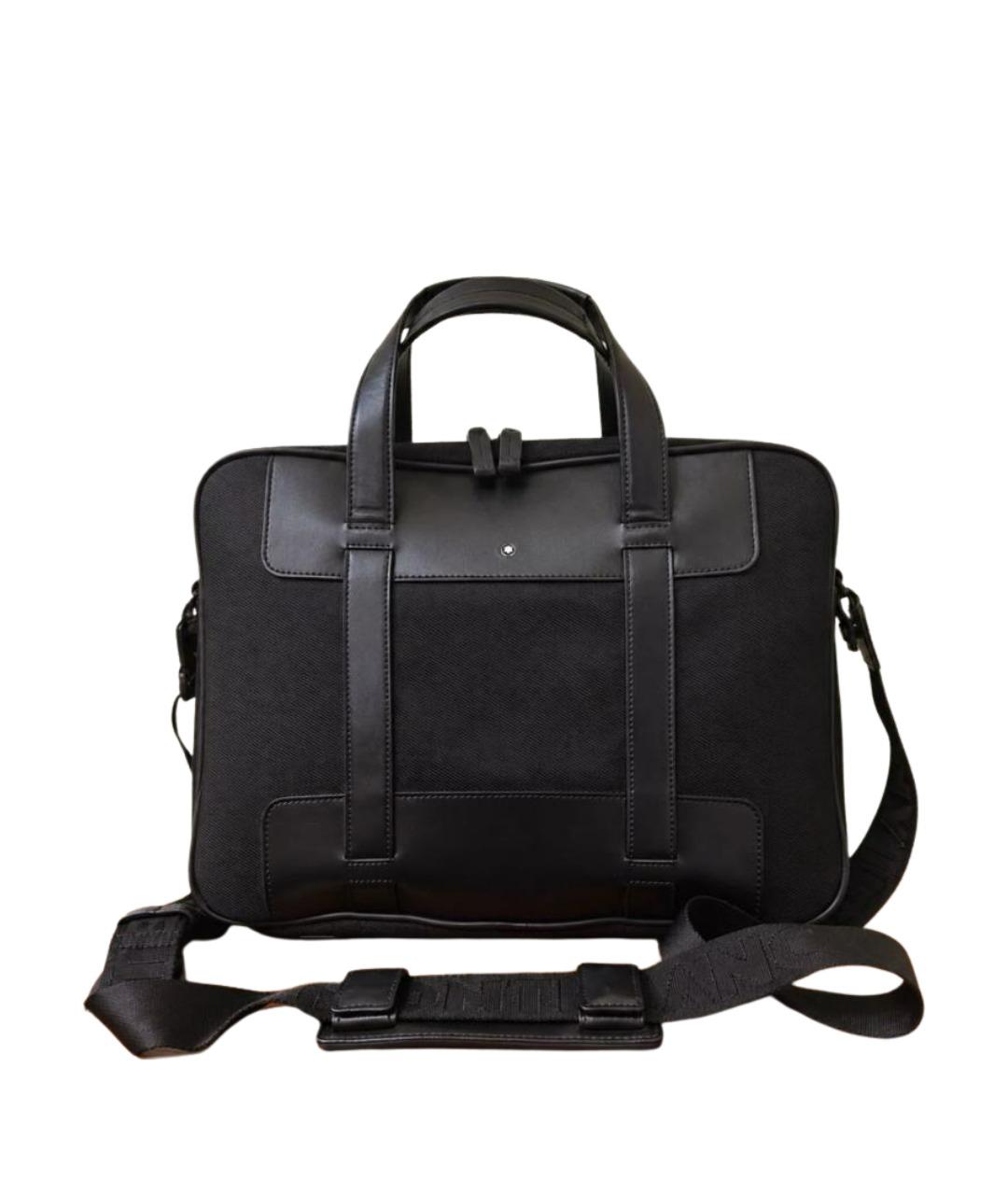 MONTBLANC Черный кожаный портфель, фото 1