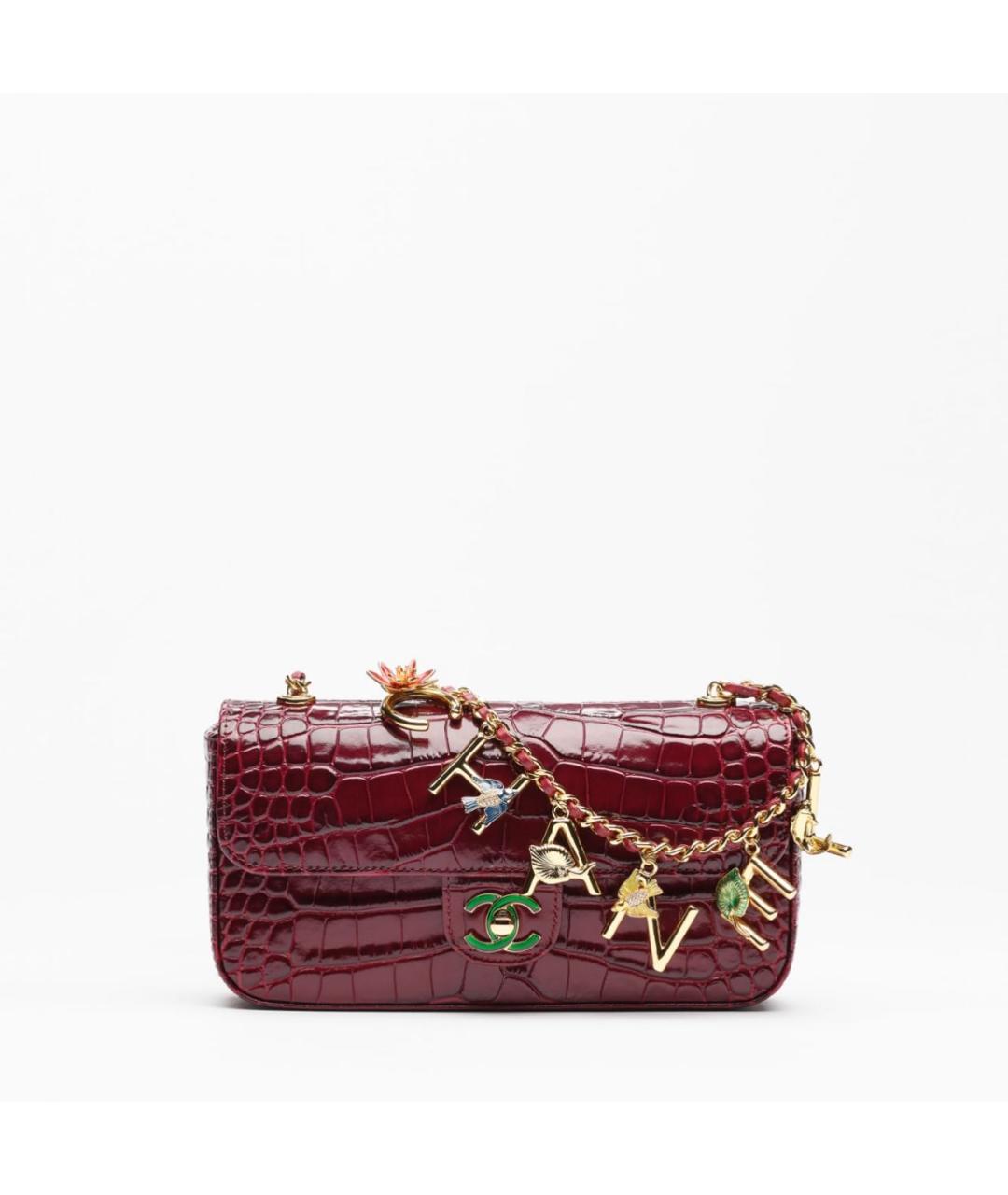 CHANEL Бордовая кожаная сумка через плечо, фото 5